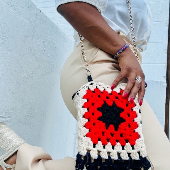 Handbags - Crochet knit crossbody bag